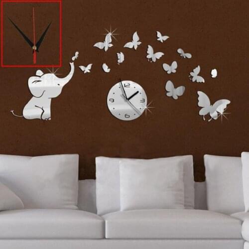 Modern DIY Wall Clock 3D Mirror Surface Sticker Removable Home Office Room Decor