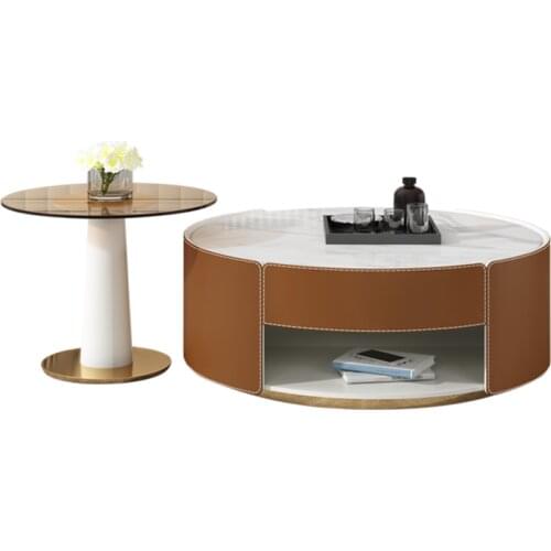 Tea table light luxury modern simple small family living room rock plate tea table TV cabinet creative combination