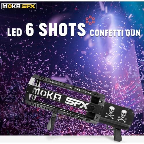 6 shots led dj confetti machine electric wedding confetti cannon Recharage Battery Confetti Gun for Party Nightclub