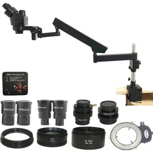 3.5X-180X Simul Focal Trinocular Articulating Arm Clamp Microscope 38MP HDMI -Compatible USB Microscopio Camera Led Lights Kit