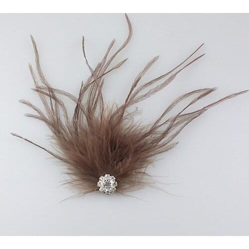 Handmade Vintage Crystal Feather Pin Jewelry Corsage Designer DIY Brooch For Women Mens Hair Accessories Best Gift Bulk