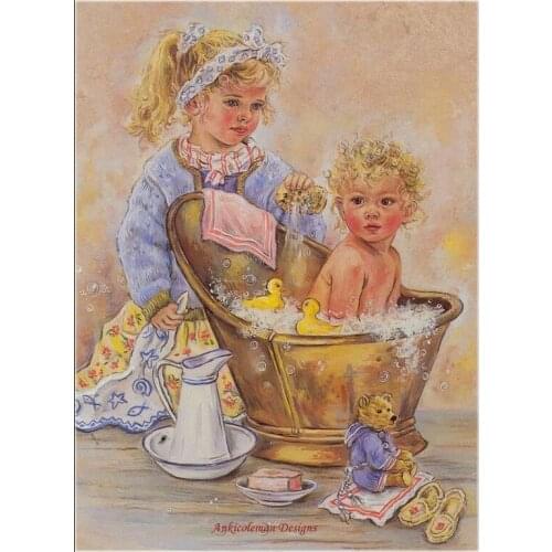 Embroidery Counted Cross Stitch Kits Needlework - Crafts 14 ct DMC Color DIY Arts Handmade Decor - Brothers Bath