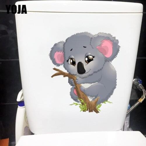YOJA 19.8×22.7CM Naughty Koala Cartoon Home Room Wall Decoration Accessories WC Toilet Stickers T1-2731