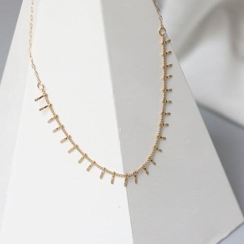 2021 New Design Style18k Gold Plated Stainless Steel Tassel Geometric Style Indian Fish bone Necklace For Women Wholesale