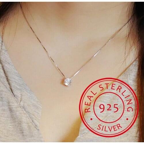 925 Sterling Silver Necklace Six Claw AAA CZ Mosaic Zirconia Choker Necklace For Women collier Valentines Day Gift