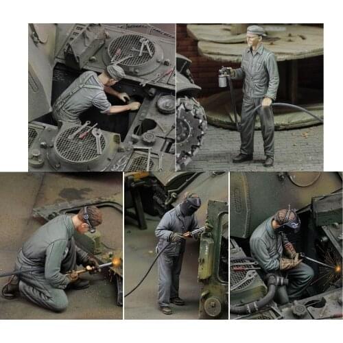 1/35 Scale Unpainted Resin Figure Mechanic team set 5 figures