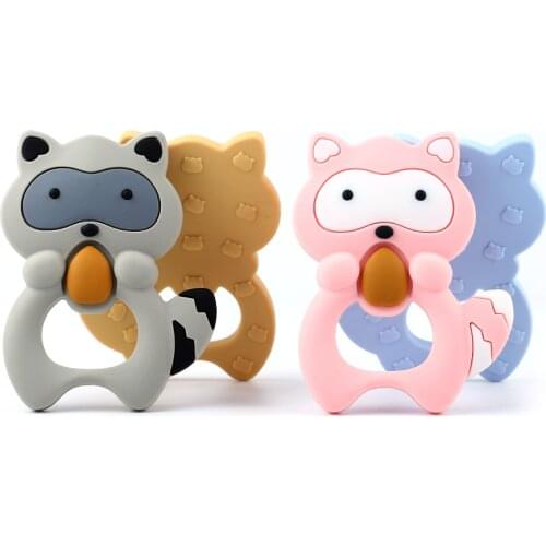 10pcs Raccoon Baby Teethers BPA Free Baby Teething Toys Infants Nursing Pacifier Chain Accessories Silicone Teether Toy
