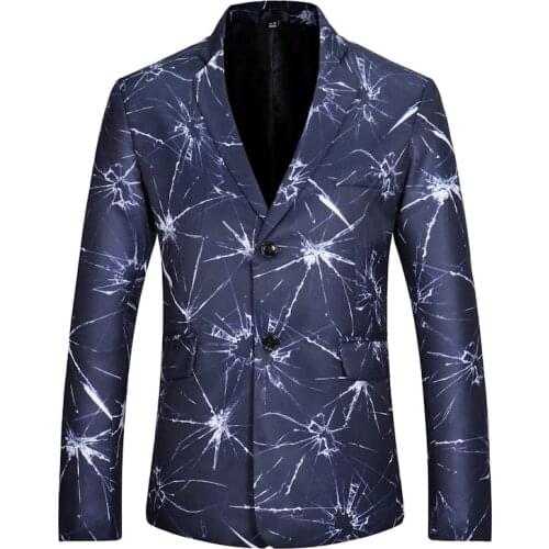 2019 Male Floral Jacket Suit Painted Mens Blazers Fashion Single Button Suits Slim Fit Party Blazers