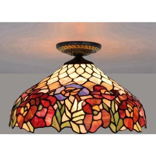 40cm European Countryside Vintage Tiffany Multi-Color Glass Restaurant Bedroom Corridor Corridor Bathroom Glass Ceiling Lamp