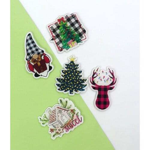5pcs/lot Japan and South Korea ins patch Christmas childrens student gifts cute acrylic needle-free bag sweater girl accessorie
