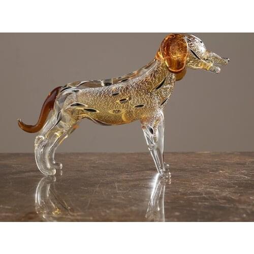 ABSTRACT CRYSTAL DOG STATUE ANIMAL ART SCULPTURE GLASS CRAFTS SIMPLE AND MODERN HOME DECORATION ARTWORK FIGURINE R4893
