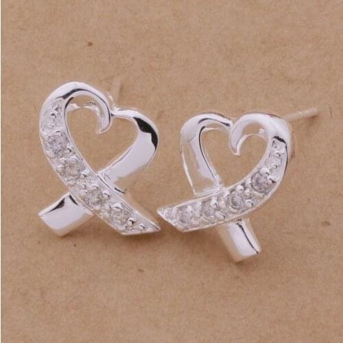 AE150 Silver color earrings fashion jewelry Silver color stone heart /bwpaknwa apxajhea