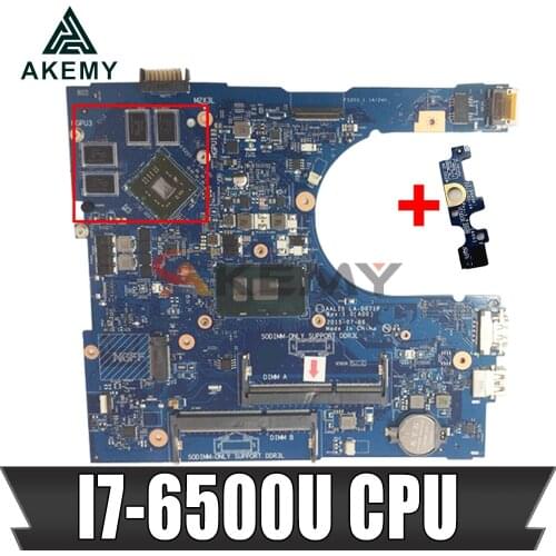 Akemy Mainboard CN-0HYCVR 0F1J0W F1J0W For DELL Inspiron 15 5759 5559 Laptop Motherboard AAL15 LA-D071P I7-6500U Free board