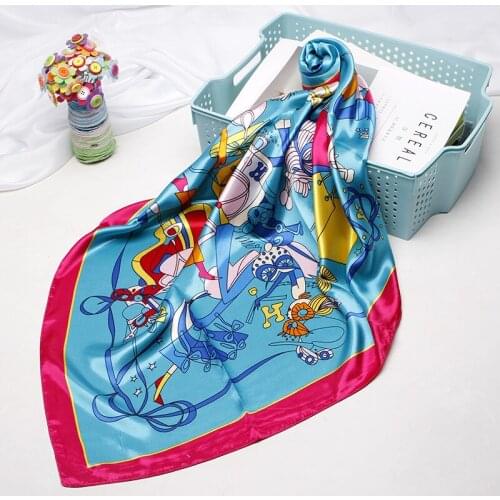 Satin Scarves Womens New Years 2019 Imitation Silk Print Versatile European and American Professional Shawl Small Square Scarf