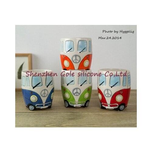 Free Shipping 40pcs/lot F1 Camper Van Adventures! Retro Car Mug Ceramic Hippie Coffee Mug with Gift Box