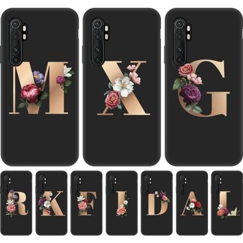 Initial Letter Phone Case For Xiaomi Redmi Note 10 Pro Case Soft Silicon Back Cover For Xiomi Mi 11 10T Lite Note 10S 10 Pro Max