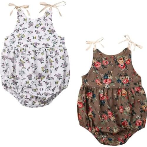 Baby Clothes Kids Newborn Baby Girl Floral Sleeveless Romper One Piece Jumpsuit Outfit 3-24M