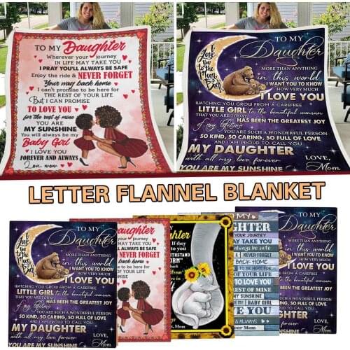 Mothers Love To My Daughter Love Mom Printed Home Sofa Cover Quilt Queen King For Bed Travel Hotel Warm Blanket Cotton Quilt