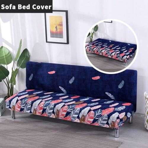 Plant Elastic Folding Seat Slipcovers Armless Sofa Bed Cover Removable Dust-proof Couch Covers Sofa Covers for Living Room