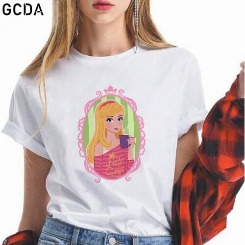 New Summer White T Shirt Women Harajuku Kawaii Nap Queen Modern Fashion Aurora Sleeping Beauty Tshirt Leisure Lovely T-shirt