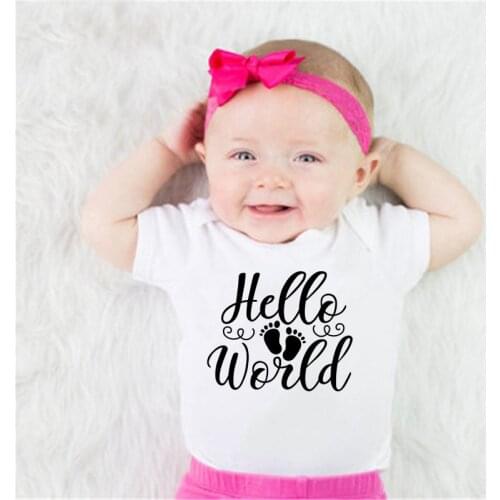 Hello World Printed Newborn Baby Bodysuits Cotton Baby Girls Boys Rompers Outfits Baby Clothes Gift For Newborn Baby