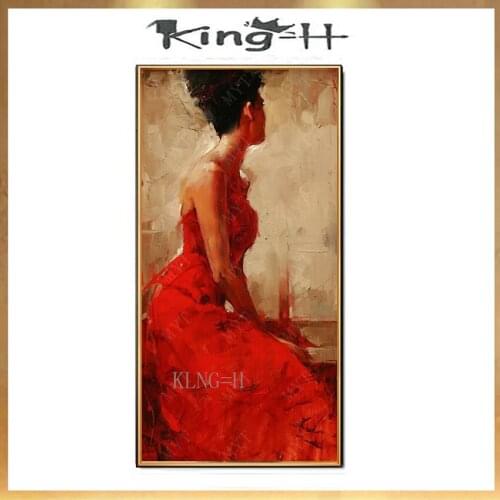 Figure Beautiful sexy painting hot sex images women oil painting hand painted sexy red dressing women framed canvas art