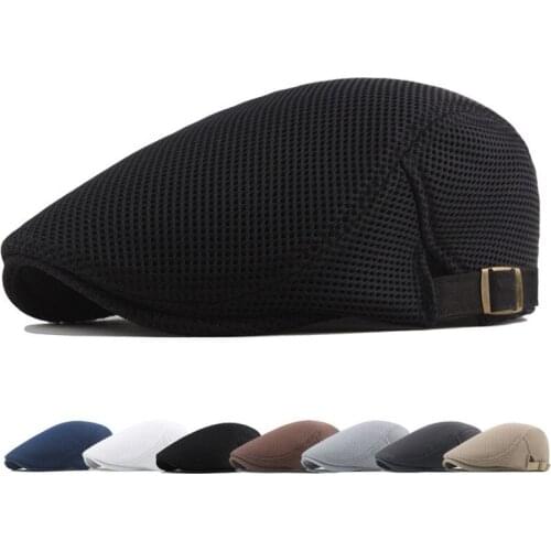 Fashion Men Women Flat Cap Mesh Summer Golf Driving Sun Beret Cabbie hat Breathable French Style 7 colors A27