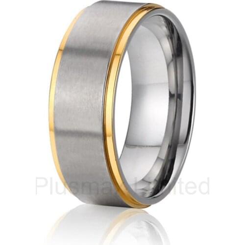 2016 custom size anniversary gift mens pure titanium rings fashion trend two color wedding band