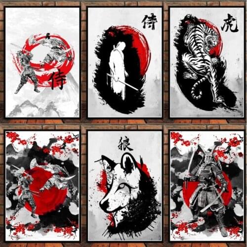 Wall Art Canvas Painting Prints Picture Japanese Bushido HD Printing Nordic Abstract Style Poster Living Room Decoration