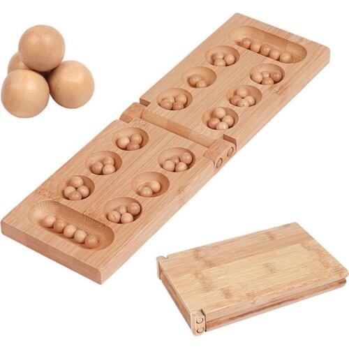 Board Games Folding Wooden Mancala Strategy Games For Adult Children Safety And Environmental Protection Easy To Storage