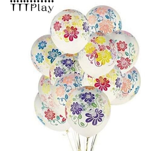 New 12 Inch Peony Flower Transparent Printed Balloon Inflatable Wedding Party Decoration Clear Air Balls Birthday Party Supplies