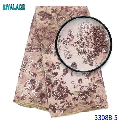 Sequence Organza Embroidered Fabric Lace 2020 Net Embroidery Red Color Burgundy African Organza Wedding With Sequin