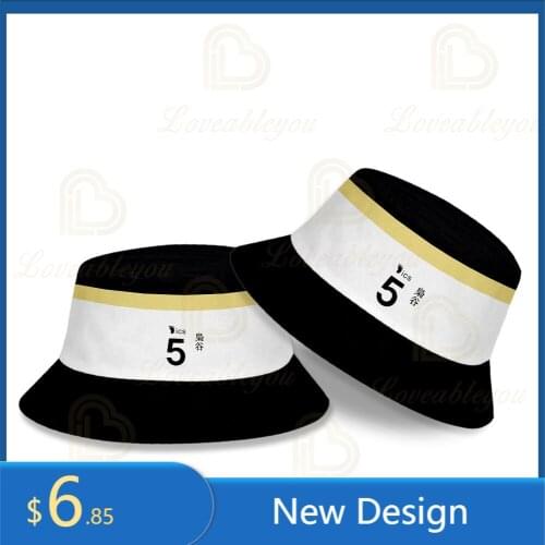 Japanese Anime Haikyuu High School Bucket Hat Volleyball Club Caps Summer Fisherman Panama Bob Hats Hip Hop Beach Cap