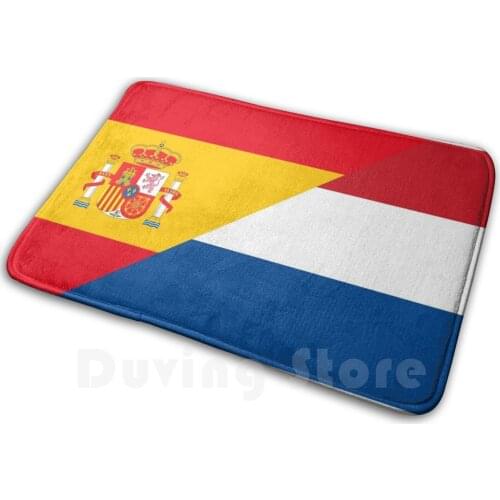 Half Dutch Half Spanish Mat Rug Carpet Anti-Slip Floor Mats Bedroom Spain Holland Netherlands Spanish Es Dutch Flag Español Half