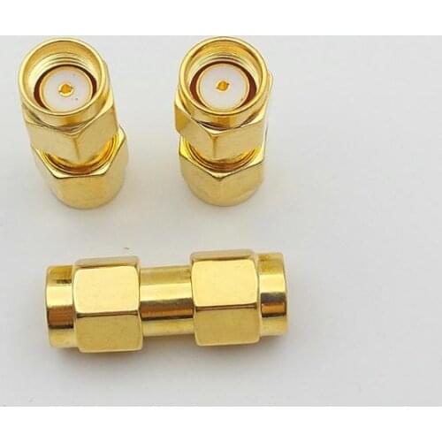 50pcs Gold plated RP-SMA male plug to RP-SMA male plug straight connector