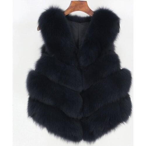 Luxury Winter Jacket Women 2020 Black Real Fur Vest Coat Natural Big Fluffy Fox Fur Outerwear Streetwear Thick Warm Sleeveless