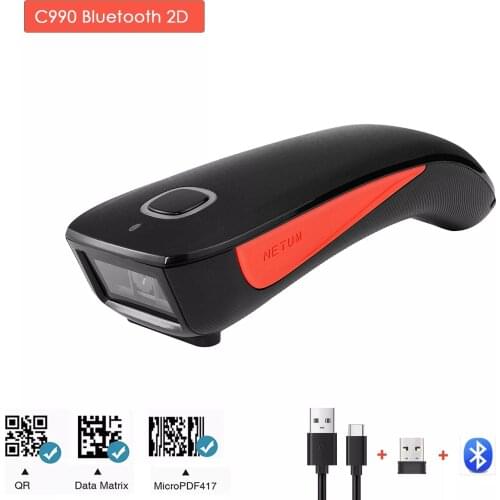 NETUM QR code scanner, mini barcode scanner Bluetooth compatible, 2.4G small portable USB 1D 2D barcode scanner inventoryl
