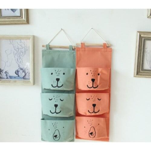 Storage Bags Hanging organizer with 3 pockets Wall Mounted storage bag Suitable for childrens room bedroom door