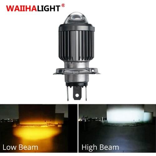 H4 Foglight H6 BA20D Headlight Led Motorcycle Fog Bulb 6000LM Fisheye Convex Lens Spotlight Dual Color White Yellow 6000K