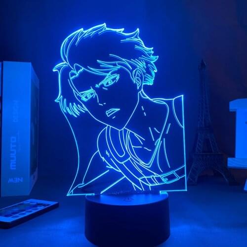 Anime LED Night Light Attack on Titan Levi Ackerman Acrylic 3d Lamp for Home Room Decor Light Child Gift