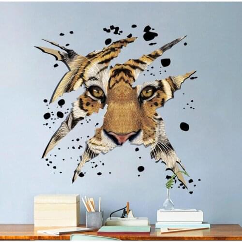 Tiger vinyl DIY Home Decor bedroom adesivo de parede poster Art Decals 3D decoration Wallpaper for Kids Rooms Wall Stickers