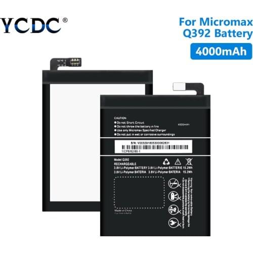 High Quality 4000mAh 3.8V Battery For Micromax Q392 Cell Phone Replacement Lithium Polymer Mobile Phone Batteries