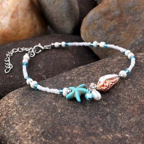 Shell Anklet Beads Starfish Anklets For Women 2019 Fashion Vintage Handmade Sandal Statement Bracelet Foot Boho Jewelry