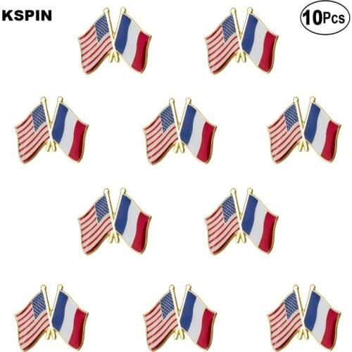 U.S.A France Lapel Pin Flag badge Brooch Pins Badges 10Pcs a Lot