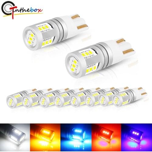 10pcs Error Free CAN-bus T10 168 194 LED Side Marker Light bulbs Backup Reverse Lights Parking Lights Interior Reading Lamps
