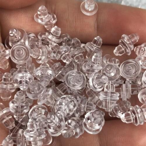 100Pcs/pack Earring Holders Stoppers Soft Nut Silicone Rubber Earplugs Sleeves Earring Hooks Transparent For Jewelry DIY