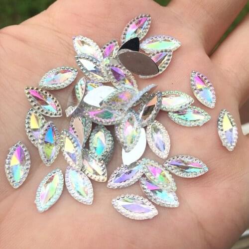 400pcs/lot 6*12mm white AB horseshoe shape flat back diamond wedding decoration button crystal scrapbooks Z051*4