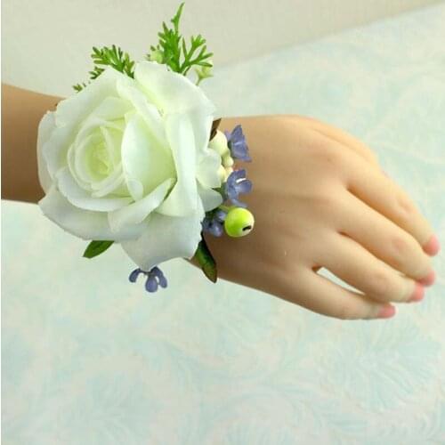 6Pcs/lot New Creative Wrist Flower With Berry, Stage Flower, Wedding Accessories, Banquet, Conference,Chest Flowers Wholesale