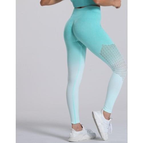 Ombre Seamless Sports Leggings Fitness Push Up Yoga Pants High Waist Squat Proof Workout Running Sportswear Gym Tights