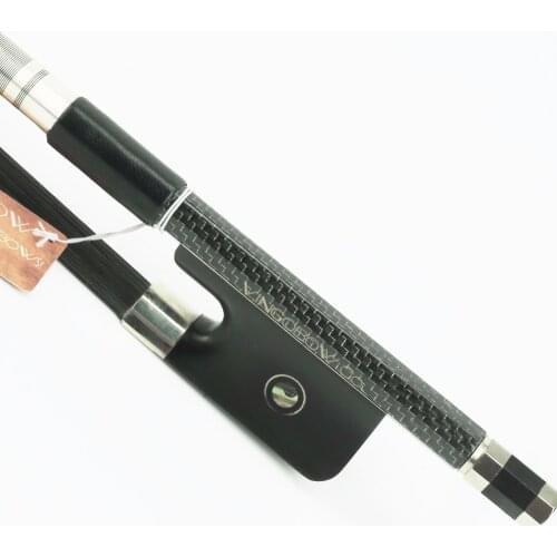 200BFB 4/4 French Style Carbon Fiber BASS BOW Ebony Frog Black Natural Black Horsehair Bass Parts Accessories